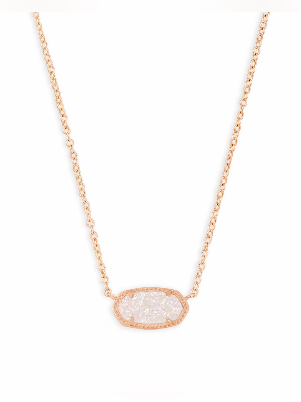 Kendra Scott Elisa Rose Gold Iridescent Drusy Necklace NWT